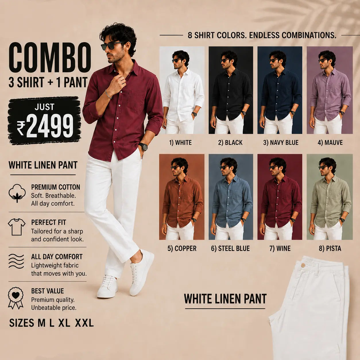 Combo 3 [3 Shirt + 1 Pant]